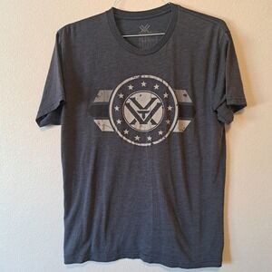 Vortex Optics Mens Graphic T-Shirt Large Charcoal Gray Distressed Logo Flag Tee